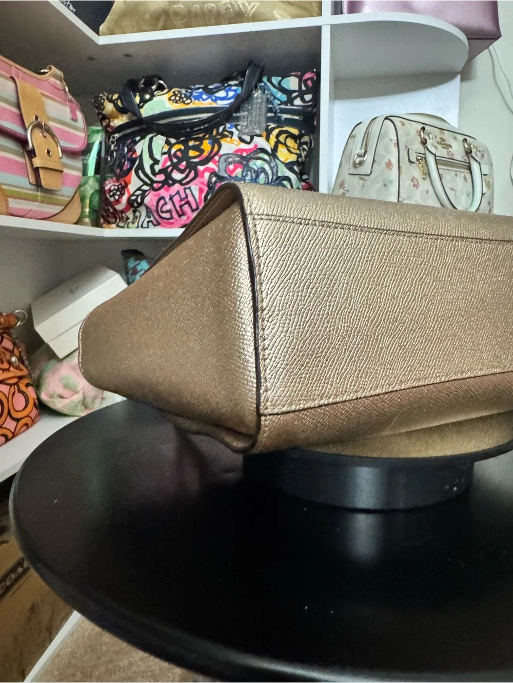 Coach Leah Metallic Gold Leather Satchel